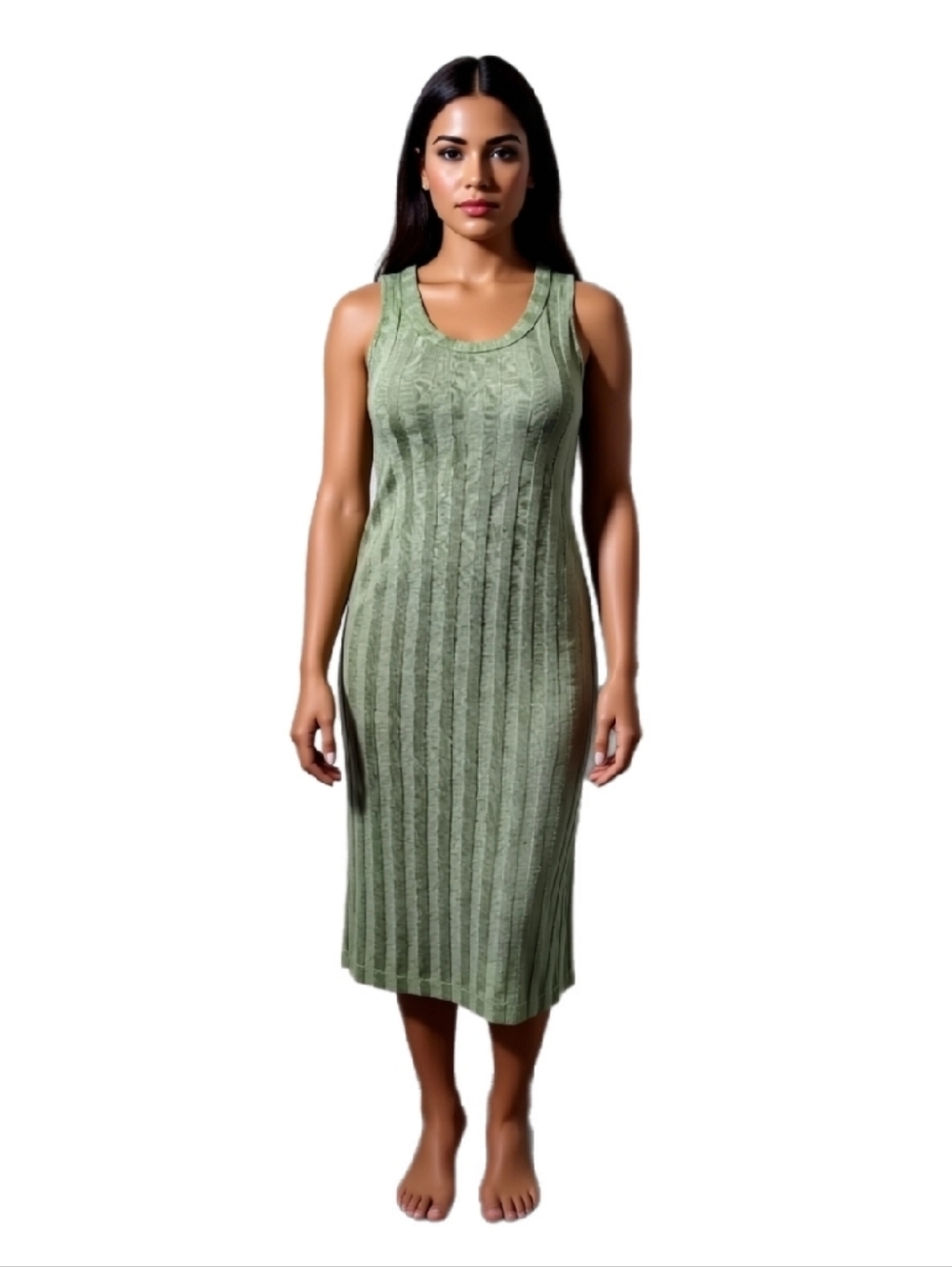 H&M Sleeveless Maxi Dress - Light mint Green Striped Size M